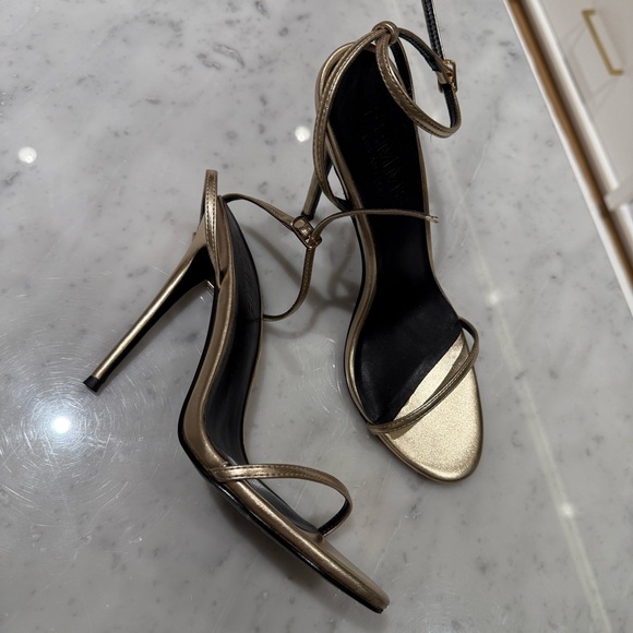 FEMME LA Niche Heeled Sandals in Oro Size 8 - Picture 2 of 6